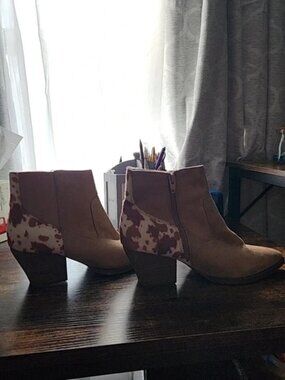 Cow print boots